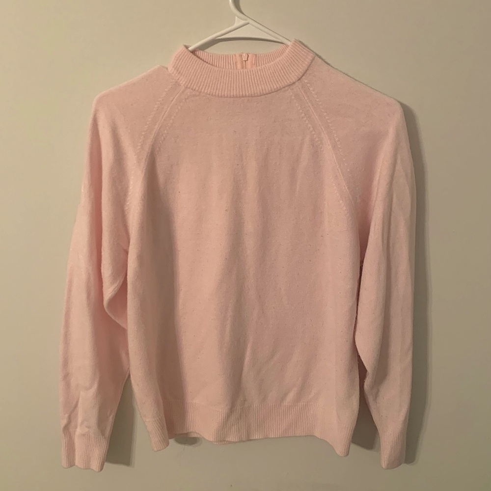 light pink mock neck sweater